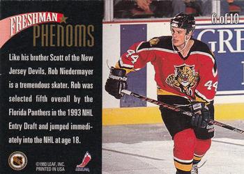 1993-94 Leaf - Freshman Phenoms #6 Rob Niedermayer Back