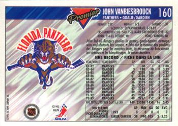 1993-94 O-Pee-Chee Premier #160 John Vanbiesbrouck Back