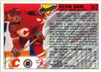 1993-94 O-Pee-Chee Premier #362 Kevin Dahl Back