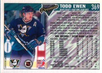 1993-94 O-Pee-Chee Premier #369 Todd Ewen Back