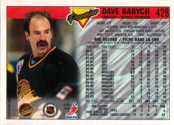1993-94 O-Pee-Chee Premier #428 Dave Babych Back