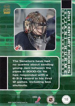 2000-01 Pacific Crown Royale - 21st Century Rookies #18 Jani Hurme Back