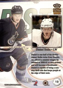 2000-01 Pacific Crown Royale - Now Playing #19 Daniel Sedin Back