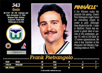 1993-94 Pinnacle #343 Frank Pietrangelo Back