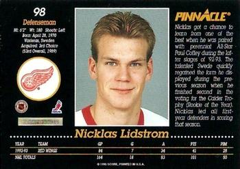 1993-94 Pinnacle #98 Nicklas Lidstrom Back