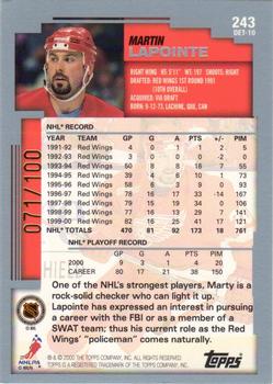 2000-01 O-Pee-Chee - Topps Foil #243 Martin Lapointe Back