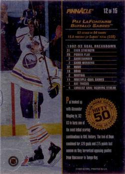 1993-94 Pinnacle - Nifty 50 #12 Pat LaFontaine Back