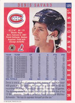 1993-94 Score #105 Denis Savard Back
