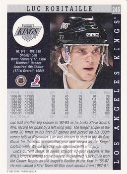 1993-94 Score #245 Luc Robitaille Back