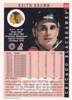 1993-94 Score #384 Keith Brown Back