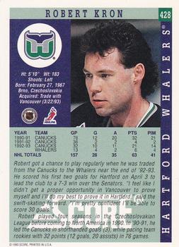 1993-94 Score #428 Robert Kron Back