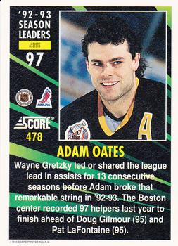 1993-94 Score #478 Adam Oates Back