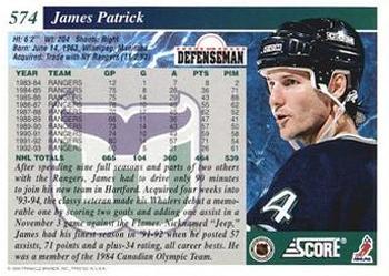 1993-94 Score #574 James Patrick Back