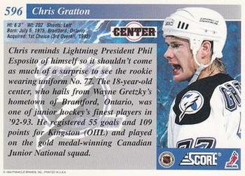 1993-94 Score #596 Chris Gratton Back