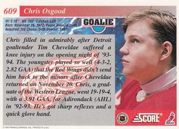 1993-94 Score #609 Chris Osgood Back
