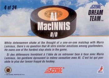 1993-94 Score Canadian - Dream Team #4 Al MacInnis Back