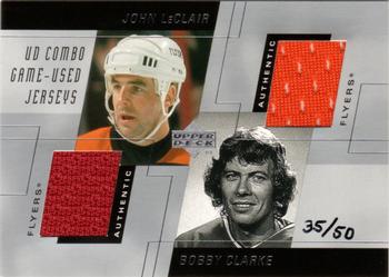 2000-01 Upper Deck - UD Combo Game Jerseys (Series One) #D-LC John LeClair / Bobby Clarke Front