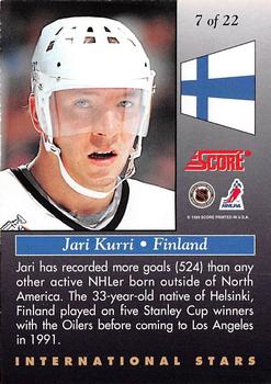1993-94 Score - International Stars #7 Jari Kurri Back