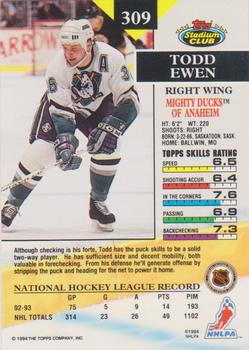 1993-94 Stadium Club #309 Todd Ewen Back