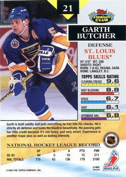 1993-94 Stadium Club #21 Garth Butcher Back