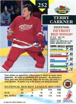 1993-94 Stadium Club #252 Terry Carkner Back