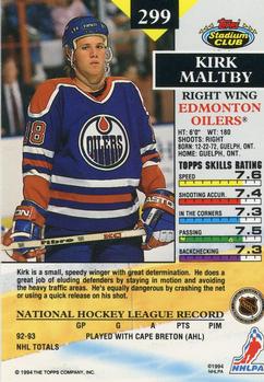 1993-94 Stadium Club #299 Kirk Maltby Back