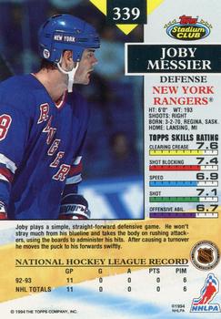 1993-94 Stadium Club #339 Joby Messier Back
