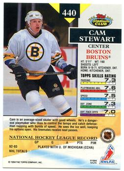 1993-94 Stadium Club #440 Cam Stewart Back