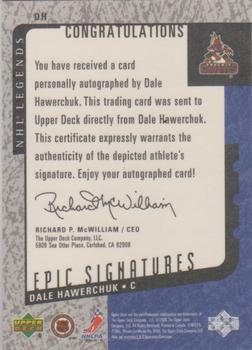 2000-01 Upper Deck Legends - Epic Signatures #DH Dale Hawerchuk Back