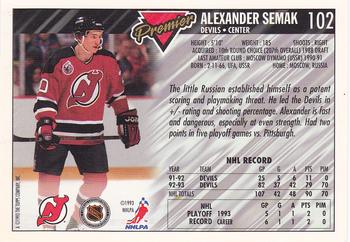 1993-94 Topps Premier #102 Alexander Semak Back