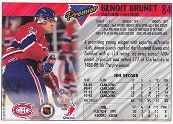 1993-94 Topps Premier #84 Benoit Brunet Back