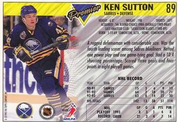 1993-94 Topps Premier #89 Ken Sutton Back