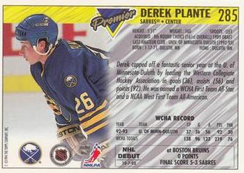 1993-94 Topps Premier #285 Derek Plante Back