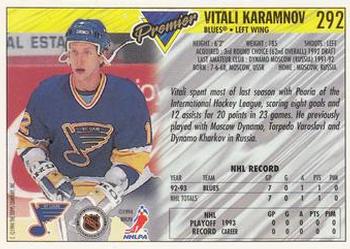 1993-94 Topps Premier #292 Vitali Karamnov Back
