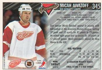 1993-94 Topps Premier #345 Micah Aivazoff Back