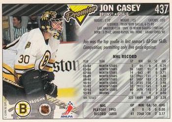 1993-94 Topps Premier #437 Jon Casey Back