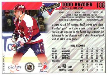 1993-94 Topps Premier #188 Todd Krygier Back