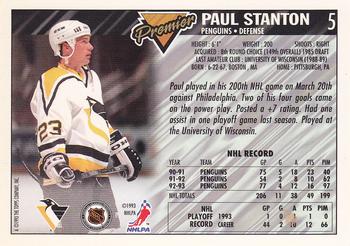 1993-94 Topps Premier #5 Paul Stanton Back