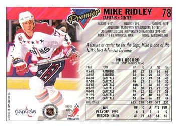 1993-94 Topps Premier #78 Mike Ridley Back