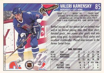 1993-94 Topps Premier #85 Valeri Kamensky Back