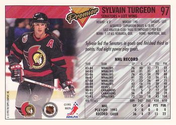 1993-94 Topps Premier #97 Sylvain Turgeon Back