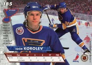 1993-94 Ultra #185 Igor Korolev Back