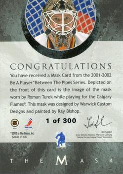 2001-02 Be a Player Between the Pipes - The Mask Silver #NNO Roman Turek Back