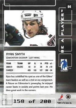 2001-02 Be a Player Memorabilia - Ruby #94 Ryan Smyth Back