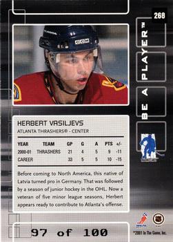 2001-02 Be a Player Memorabilia - Sapphire #268 Herbert Vasilijevs Back