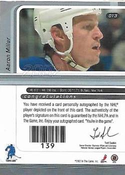 2001-02 Be a Player Signature Series - Autographs Gold #013 Aaron Miller Back