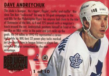 1993-94 Ultra - Red Light Specials #1 Dave Andreychuk Back