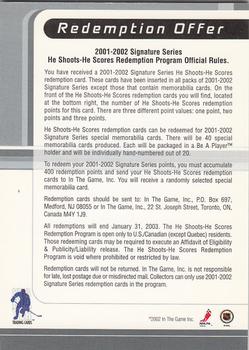2001-02 Be a Player Signature Series - He Shoots-He Scores Points #NNO Brendan Shanahan Back