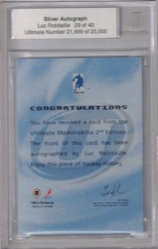 2001-02 Be A Player Ultimate Memorabilia - Autographs #NNO Luc Robitaille Back