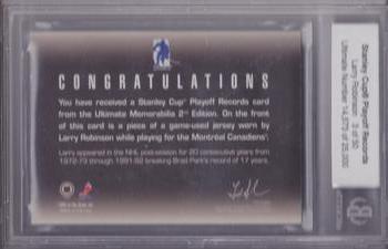 2001-02 Be A Player Ultimate Memorabilia - Playoff Records #NNO Larry Robinson Back